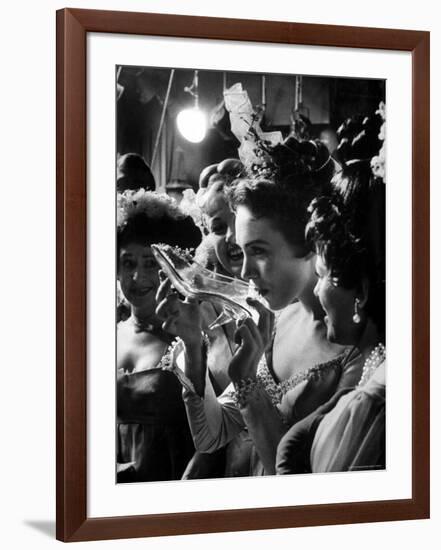 Julie Andrews Taking a Sip from the Glass Slipper During the TV Production of Cinderella-Gordon Parks-Framed Premium Photographic Print