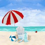 Beach Chair with Umbrella-Julie DeRice-Art Print