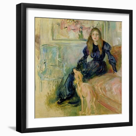 Julie Manet (1878-1966) and Her Greyhound Laerte, 1893-Berthe Morisot-Framed Giclee Print