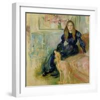 Julie Manet (1878-1966) and Her Greyhound Laerte, 1893-Berthe Morisot-Framed Giclee Print