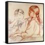 Julie Manet and Jeannie Gobillard at the Piano-Berthe Morisot-Framed Stretched Canvas