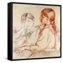 Julie Manet and Jeannie Gobillard at the Piano-Berthe Morisot-Framed Stretched Canvas