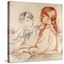 Julie Manet and Jeannie Gobillard at the Piano-Berthe Morisot-Stretched Canvas