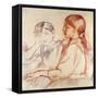 Julie Manet and Jeannie Gobillard at the Piano-Berthe Morisot-Framed Stretched Canvas