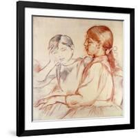 Julie Manet and Jeannie Gobillard at the Piano-Berthe Morisot-Framed Giclee Print