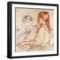 Julie Manet and Jeannie Gobillard at the Piano-Berthe Morisot-Framed Giclee Print