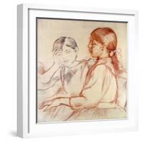 Julie Manet and Jeannie Gobillard at the Piano-Berthe Morisot-Framed Giclee Print