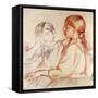 Julie Manet and Jeannie Gobillard at the Piano-Berthe Morisot-Framed Stretched Canvas