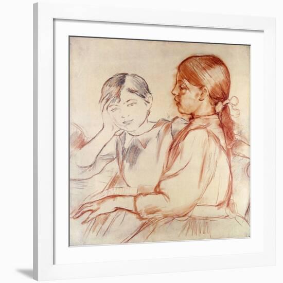 Julie Manet and Jeannie Gobillard at the Piano-Berthe Morisot-Framed Giclee Print