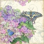 Hydrangea & Butterflies-Julie Paton-Art Print