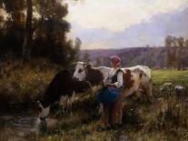 A Shepherd and his Flock-Julien Dupre-Framed Stretched Canvas