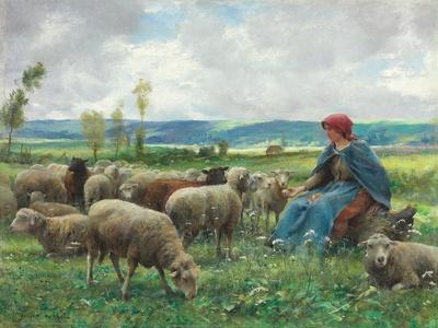 Hirtin mit ihren Schafen