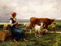 Shepherdess with Cows and Goats-Julien Dupré-Stretched Canvas