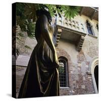 Juliet's Balcony and Statue, Verona, UNESCO World Heritage Site, Veneto, Italy, Europe-Stuart Black-Stretched Canvas