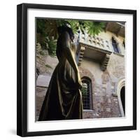 Juliet's Balcony and Statue, Verona, UNESCO World Heritage Site, Veneto, Italy, Europe-Stuart Black-Framed Photographic Print