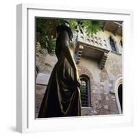 Juliet's Balcony and Statue, Verona, UNESCO World Heritage Site, Veneto, Italy, Europe-Stuart Black-Framed Photographic Print