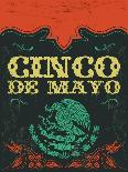 Cinco De Mayo - Mexican Holiday Vintage Vector Poster - Grunge Effects Can Be Easily Removed-Julio Aldana-Stretched Canvas