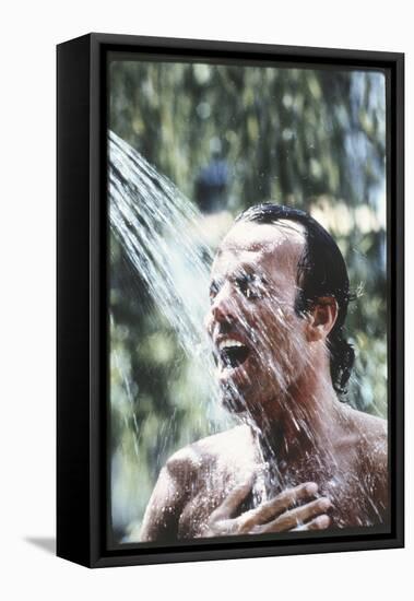 Julio Iglesias Having a Shower-Angelo Cozzi-Framed Stretched Canvas