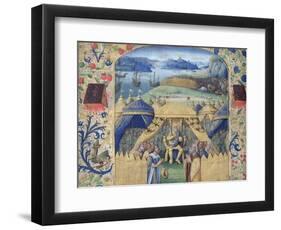 Julius Caesar (100-44 BC) Receiving the Germanic Ambassador, C.1450 (Vellum)-Jean Fouquet-Framed Giclee Print