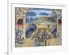 Julius Caesar (100-44 BC) Receiving the Germanic Ambassador, C.1450 (Vellum)-Jean Fouquet-Framed Giclee Print