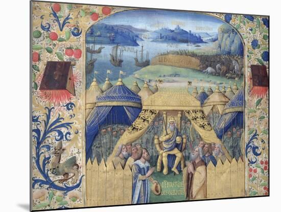 Julius Caesar (100-44 BC) Receiving the Germanic Ambassador, C.1450 (Vellum)-Jean Fouquet-Mounted Giclee Print