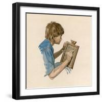 Julius Caesar, as a Boy, Learning to Write Using a Wax Tablet-Peter Jackson-Framed Giclee Print