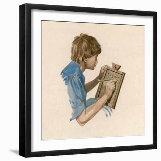 Julius Caesar, as a Boy, Learning to Write Using a Wax Tablet-Peter Jackson-Framed Giclee Print