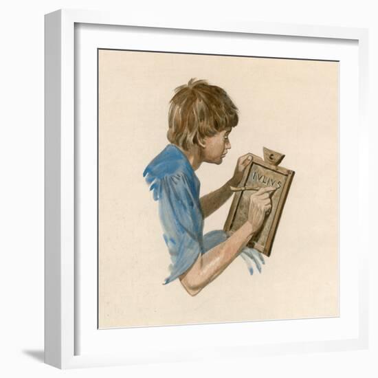 Julius Caesar, as a Boy, Learning to Write Using a Wax Tablet-Peter Jackson-Framed Giclee Print