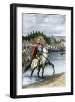 Julius Caesar Crossing the Rubicon to Begin a Civil War Against Pompey, 49 Bc-null-Framed Premium Giclee Print