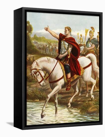 Julius Caesar Crossing the Rubicon-Tancredi Scarpelli-Framed Stretched Canvas