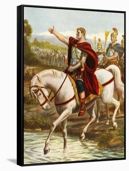 Julius Caesar Crossing the Rubicon-Tancredi Scarpelli-Framed Stretched Canvas