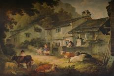 'Courtship in a Cowshed', c18th century-Julius Caesar Ibbetson-Framed Giclee Print