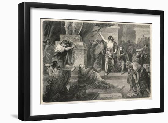 Julius Caesar is Assassinated in the Senate by Brutus and His Companions-Hermann Vogel-Framed Art Print
