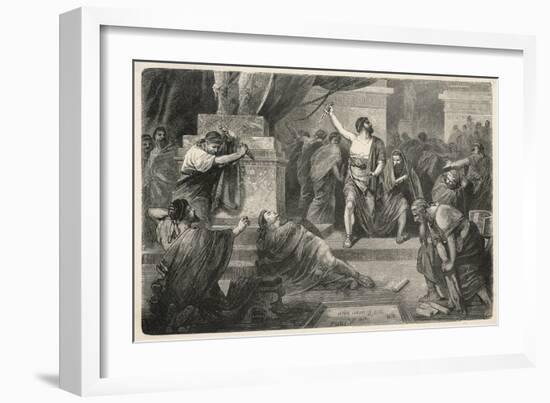 Julius Caesar is Assassinated in the Senate by Brutus and His Companions-Hermann Vogel-Framed Art Print