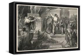 Julius Caesar is Assassinated in the Senate by Brutus and His Companions-Hermann Vogel-Framed Stretched Canvas