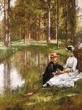 Les Dames Goldsmith au bois de Boulogne en 1897 sur une voiturette Peugeot.-Julius Leblanc Stewart-Giclee Print