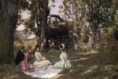 Les Dames Goldsmith au bois de Boulogne en 1897 sur une voiturette Peugeot.-Julius Leblanc Stewart-Giclee Print