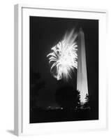 July 4, 1947: View of a Fireworks Display Behind the Washington Monument, Washington DC-William Sumits-Framed Photographic Print