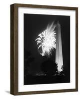 July 4, 1947: View of a Fireworks Display Behind the Washington Monument, Washington DC-William Sumits-Framed Photographic Print