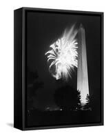 July 4, 1947: View of a Fireworks Display Behind the Washington Monument, Washington DC-William Sumits-Framed Stretched Canvas