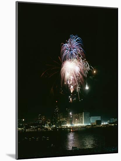 July 4, 1959: View of a Fireworks Display Above the Detroit River, Detroit, Michigan-Stan Wayman-Mounted Photographic Print
