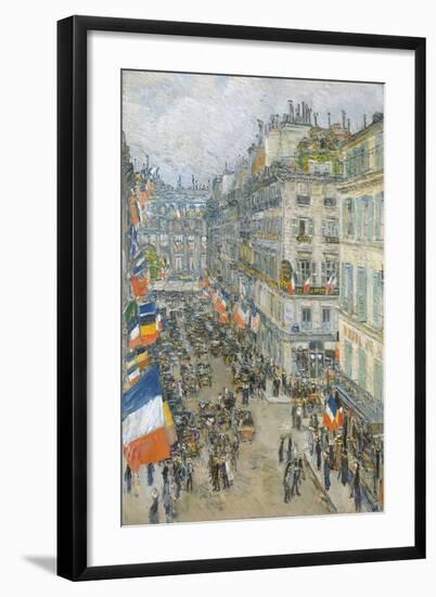 July Fourteenth, Rue Daunou, 1910-Frederick Childe Hassam-Framed Premium Giclee Print