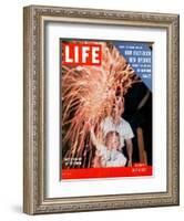 July Fourth Fireworks, July 4, 1955-Allan Grant-Framed Photographic Print