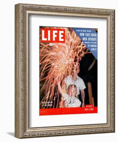 July Fourth Fireworks, July 4, 1955-Allan Grant-Framed Photographic Print