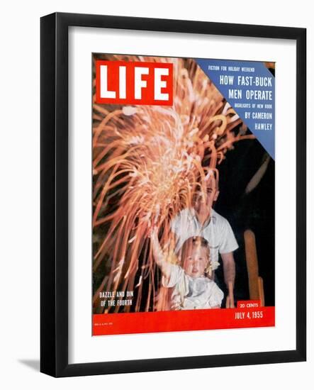 July Fourth Fireworks, July 4, 1955-Allan Grant-Framed Photographic Print