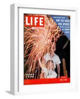 July Fourth Fireworks, July 4, 1955-Allan Grant-Framed Photographic Print