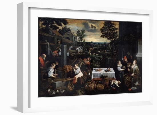 July (From the Series the Seasons), Late 16th or Early 17th Century-Leandro Bassano-Framed Giclee Print