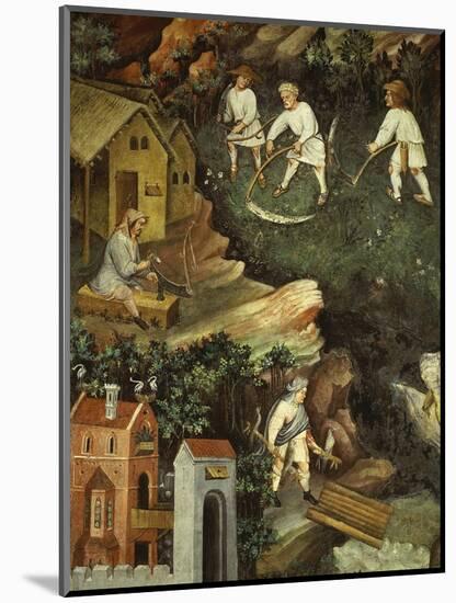 July or Leo with Courtiers Outside Manor House and Peasants with Scythes and Rakes (Detail)-Venceslao-Mounted Giclee Print