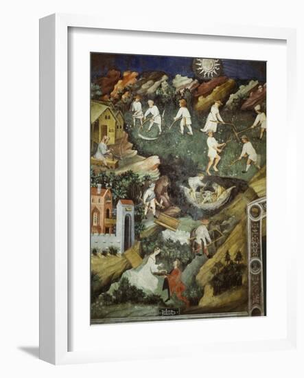 July or Leo with Courtiers Outside Manor House and Peasants with Scythes and Rakes-Venceslao-Framed Giclee Print