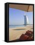 Jumeirah Beach and the Burj Al Arab Hotel, Dubai, United Arab Emirates, Middle East-Amanda Hall-Framed Stretched Canvas